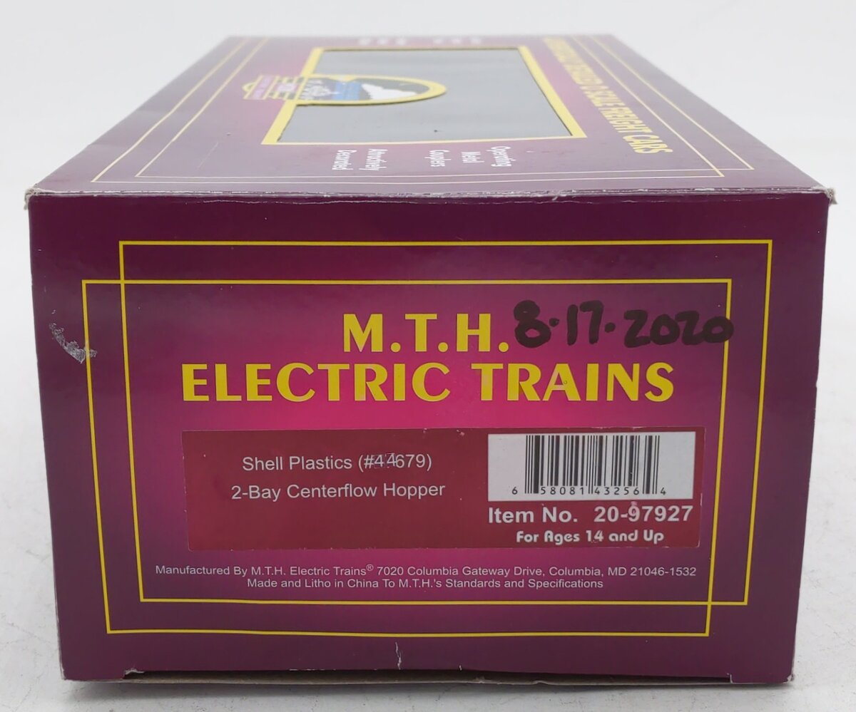 MTH 20-97927 O Gauge Shell Plastics Premier 2-Bay Centerflow Hopper Car #44679 EX/Box