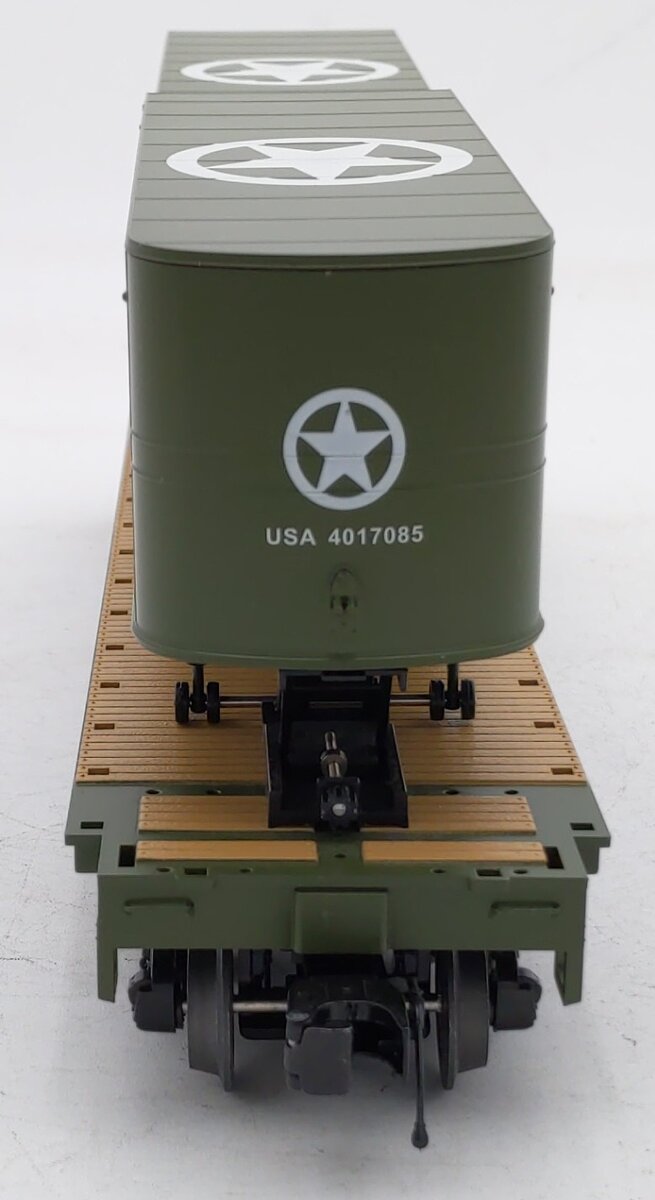 MTH 20-95330 O Gauge U.S. Army Flatcar w/ 2 PUP Trailers #1947 EX/Box