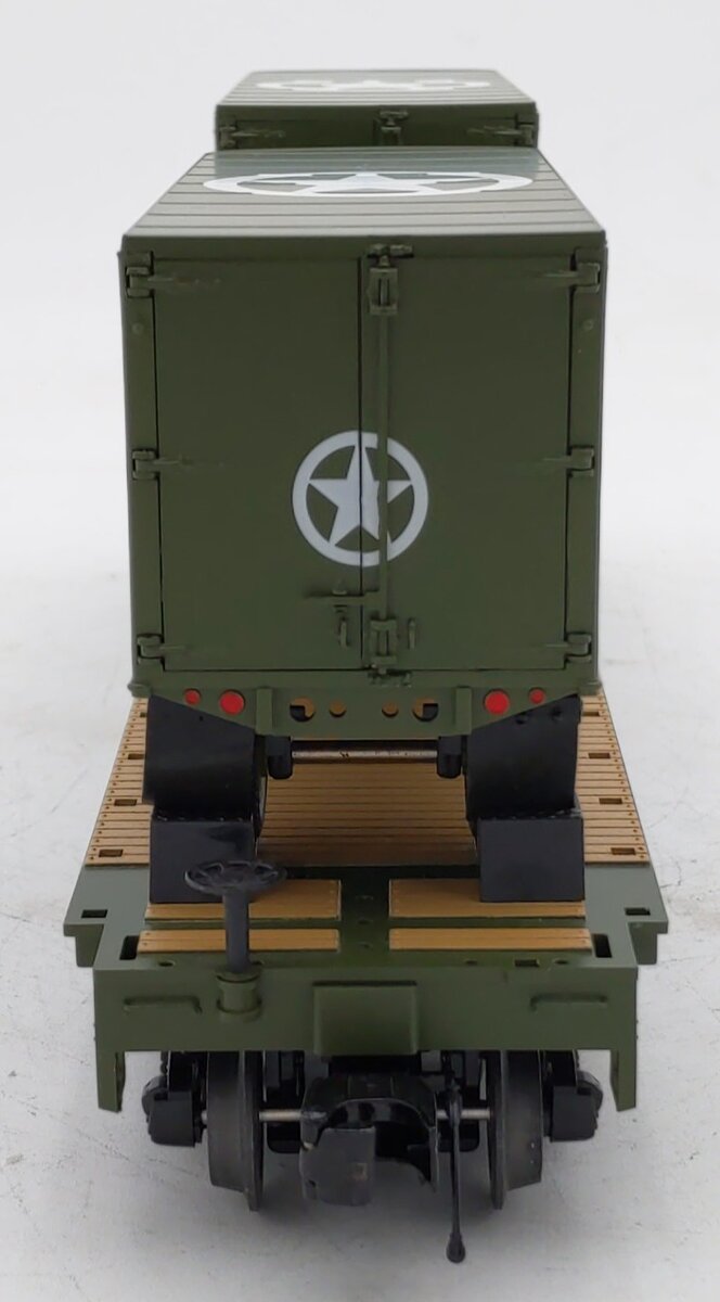 MTH 20-95330 O Gauge U.S. Army Flatcar w/ 2 PUP Trailers #1947 EX/Box