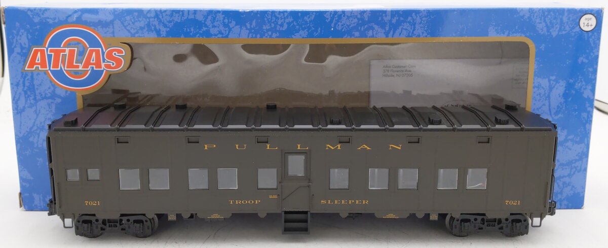 Atlas 3007704-9 O Gauge Pullman Troop Sleeper Car #7021 (3 Rail) VG/Box