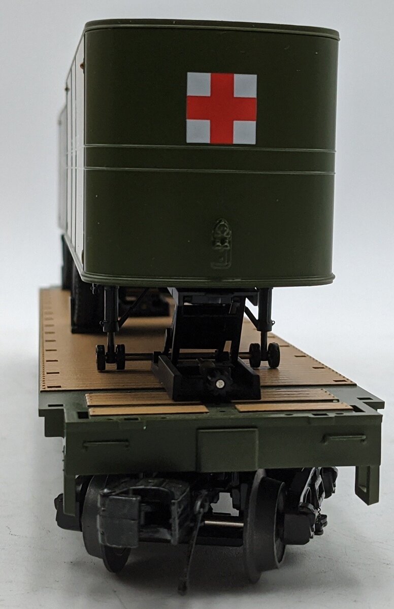 MTH 20-95331 O U.S. Army #1946 Flatcar w/ 2 PUP Trailers LN/Box
