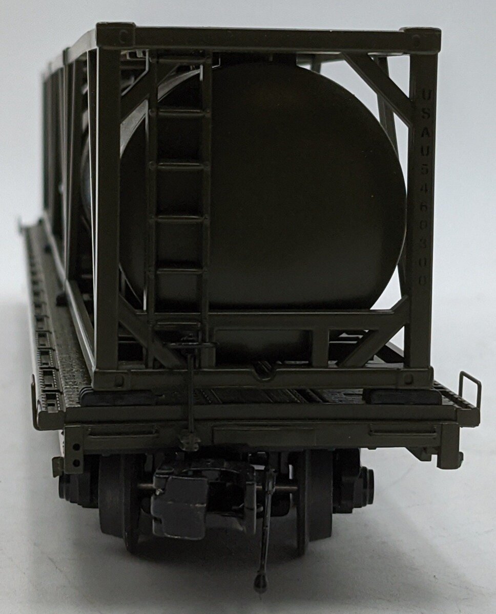 MTH 20-95291 O Gauge U.S. Army 60' Flat Car with 3 Tank Containers #40571 LN/Box