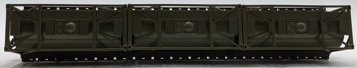 MTH 20-95291 O Gauge U.S. Army 60' Flat Car with 3 Tank Containers #40571 LN/Box