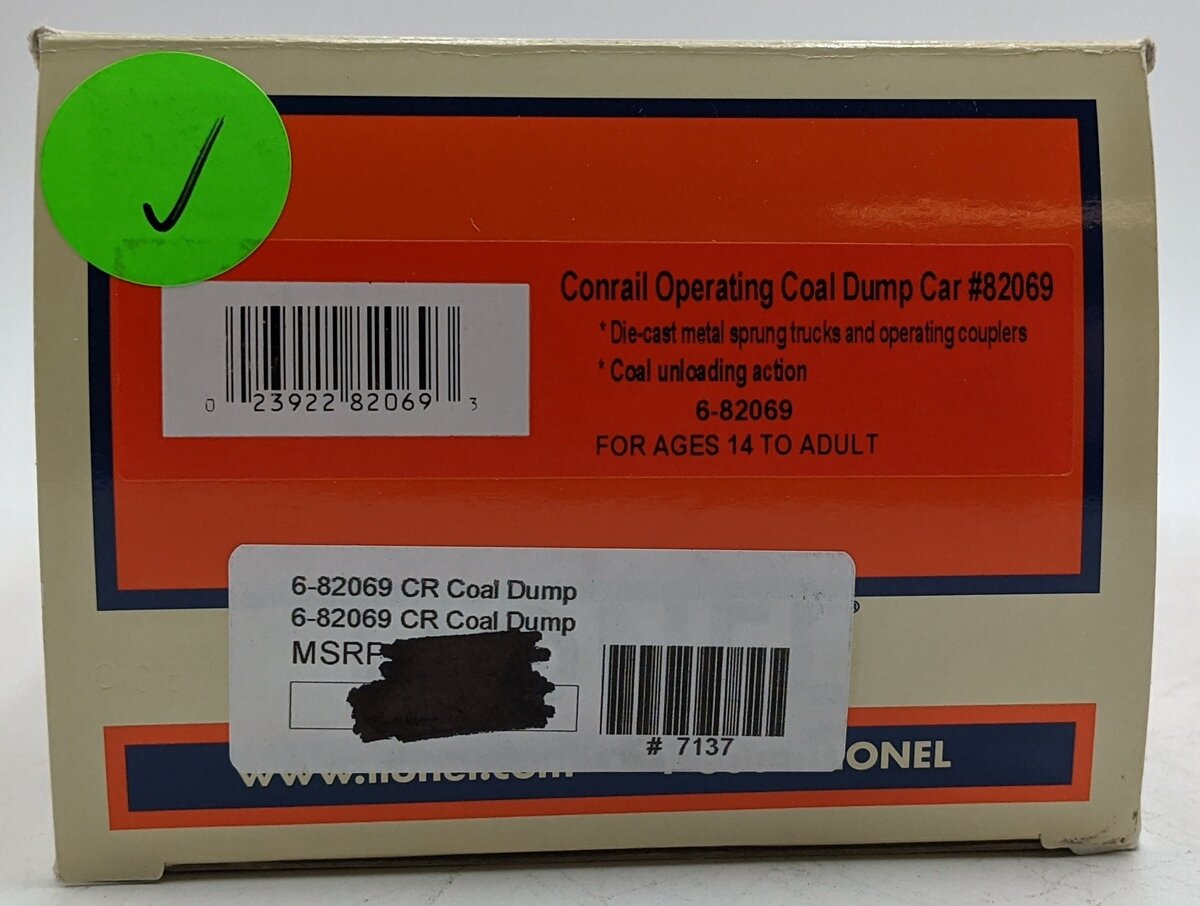 Lionel 6-82069 O-27 Conrail Coal Dump Car LN/Box