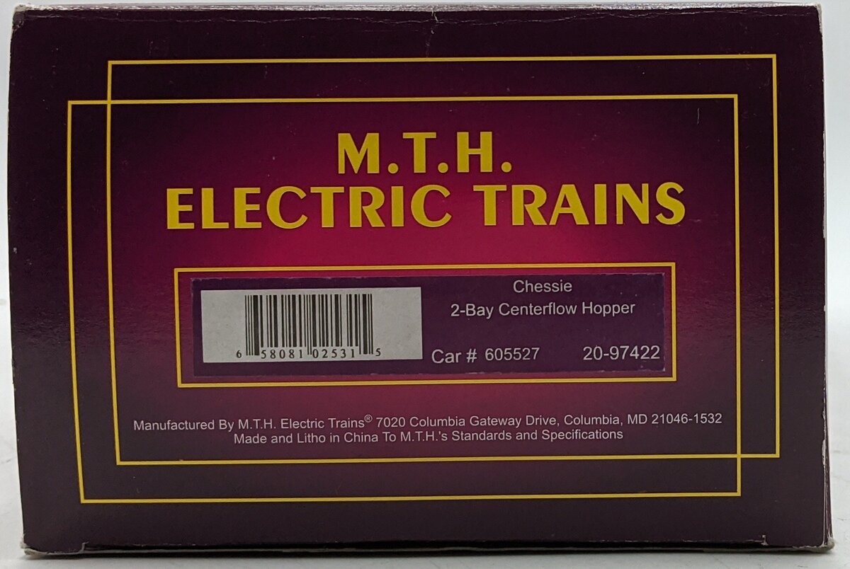MTH 20-97868 O 2 Bay Center Flow Hopper Chessie #604750 EX/Box