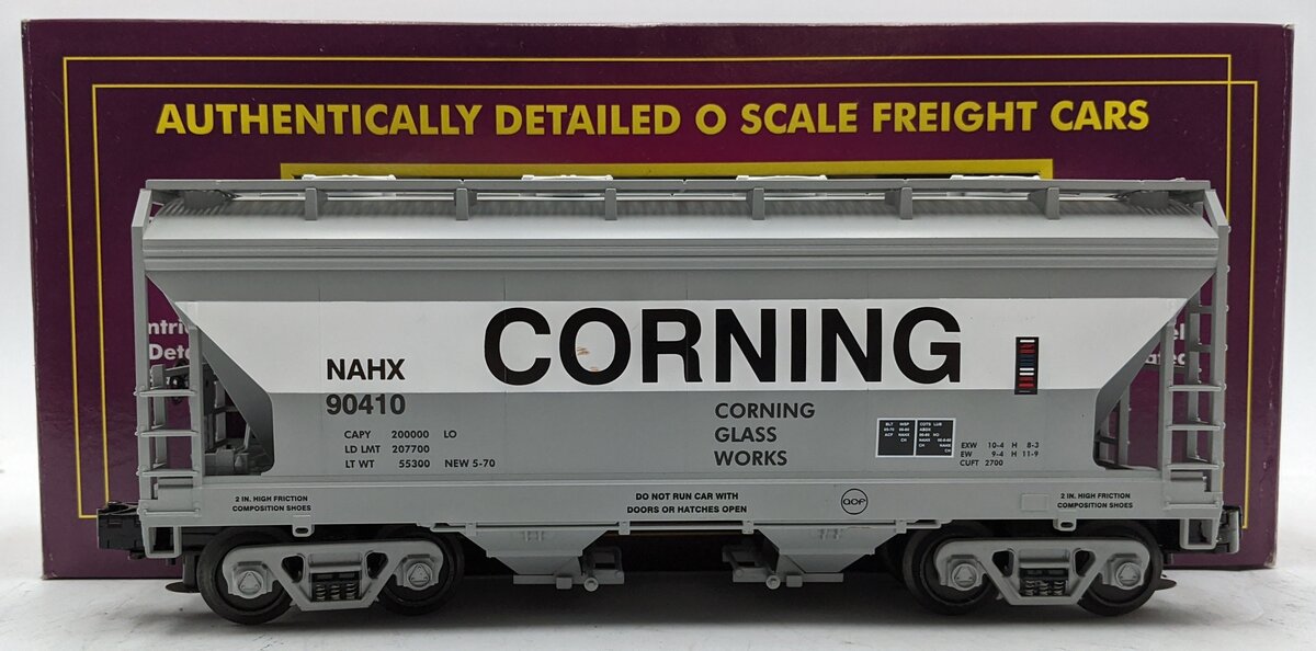 MTH 20-97489 O Corning 2-Bay Centerflow Hopper Car #90410 VG/Box