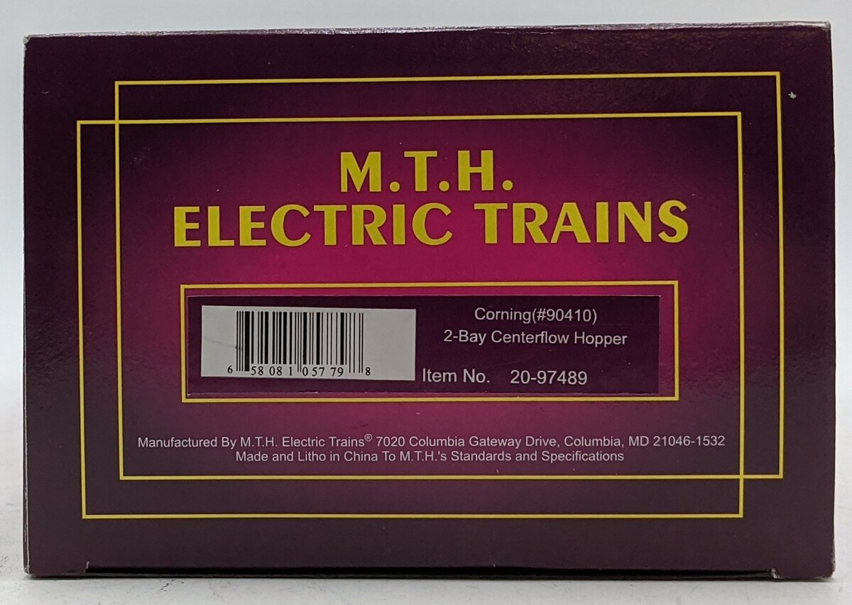 MTH 20-97489 O Corning 2-Bay Centerflow Hopper Car #90410 VG/Box