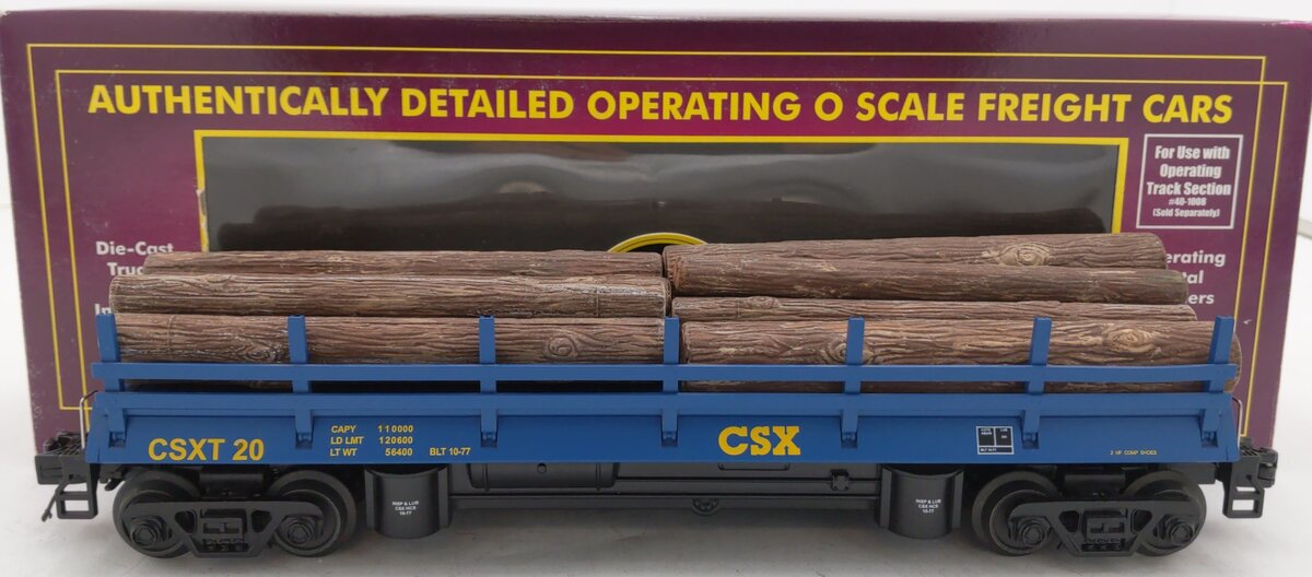 MTH 20-98591 O Gauge CSX Operating Log Dump Car #20 EX/Box
