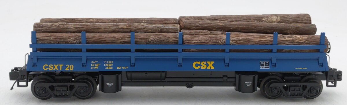 MTH 20-98591 O Gauge CSX Operating Log Dump Car #20 EX/Box