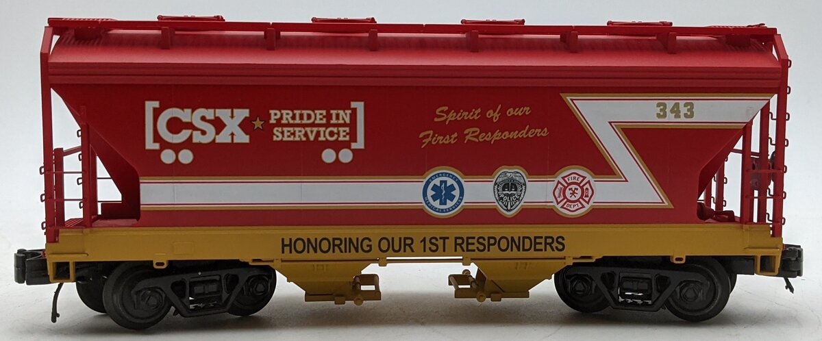 MTH 20-97961 O CSX First Responders 2-Bay Centerflow Hopper #343 EX/Box