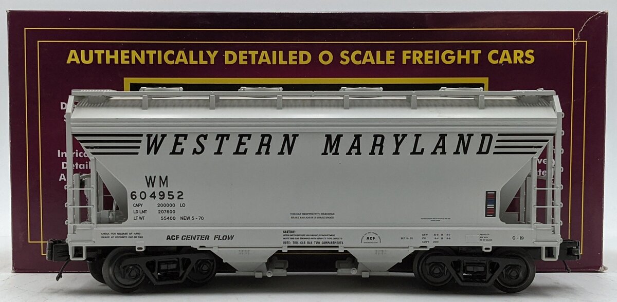 MTH 20-97867 O Western Maryland 2-Bay Centerflow Covered Hopper #604952 EX/Box