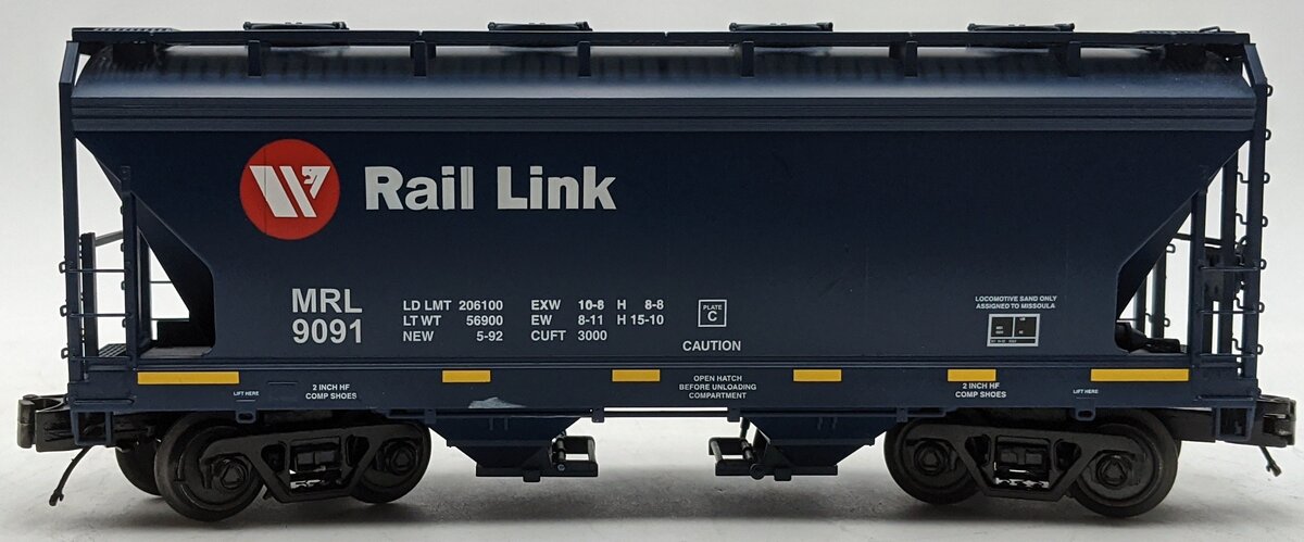 MTH 20-97866 O Gauge Montana Rail Link2-bay Centerflow Hopper Car #9091 EX/Box