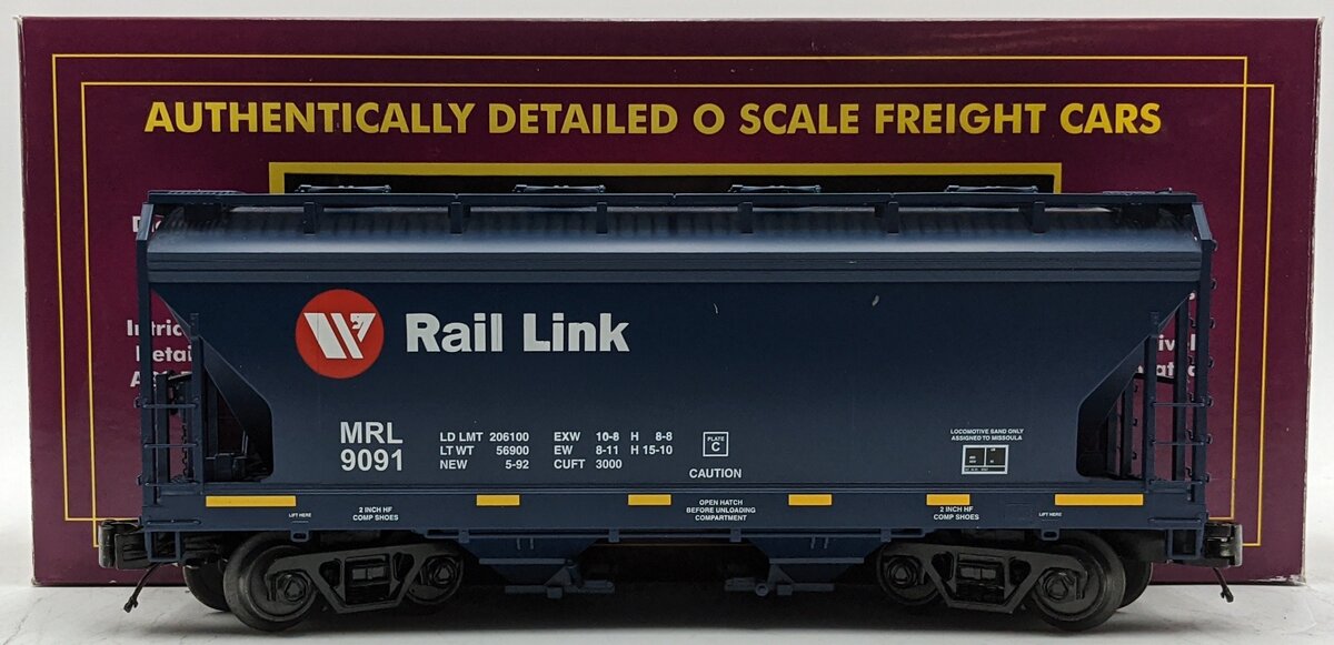 MTH 20-97866 O Gauge Montana Rail Link2-bay Centerflow Hopper Car #9091 EX/Box
