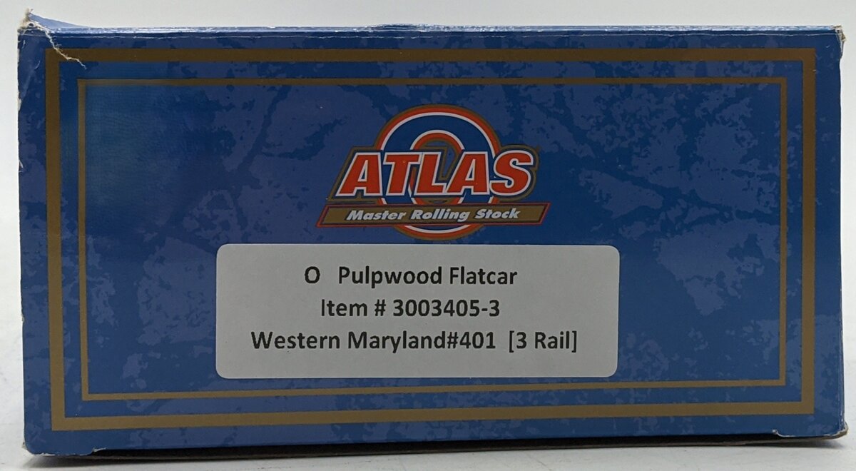 Atlas 3003405-3 O Pulpwood Flatcar Western Maryland #401 3-Rail LN/Box