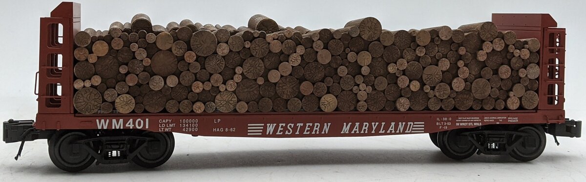 Atlas 3003405-3 O Pulpwood Flatcar Western Maryland #401 3-Rail LN/Box