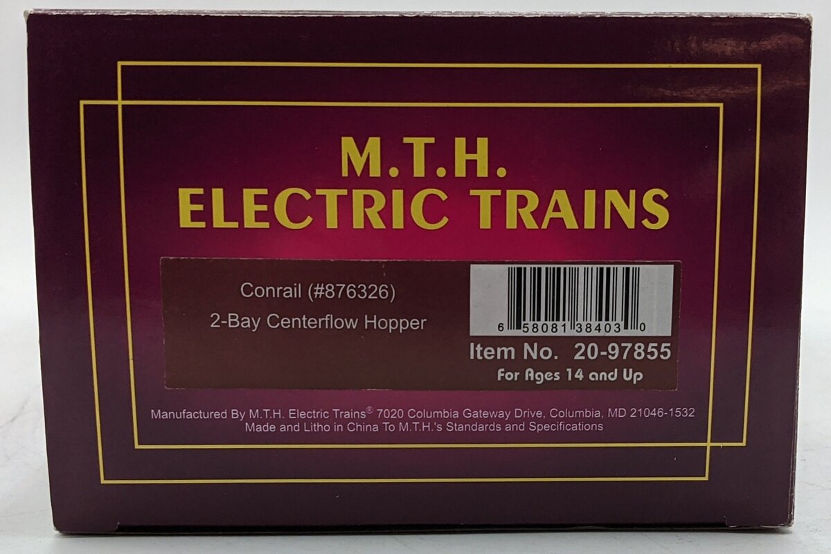 MTH 20-97855 O Conrail Premier 2-Bay Centerflow Hopper VG/Box