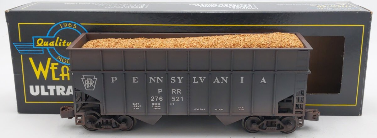 Weaver U27007LD O Gauge Pennsylvania Railroad Wood Chip Car #276500 (Custom)/Box