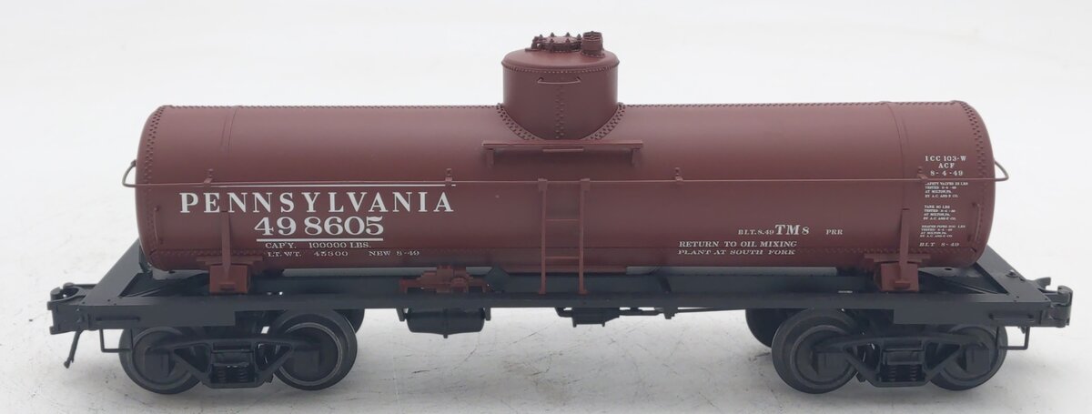 Atlas 3003846-1S O Gauge Pennsylvania 8,000 Gallon Tank Car #498605 (3 Rail) EX/Box