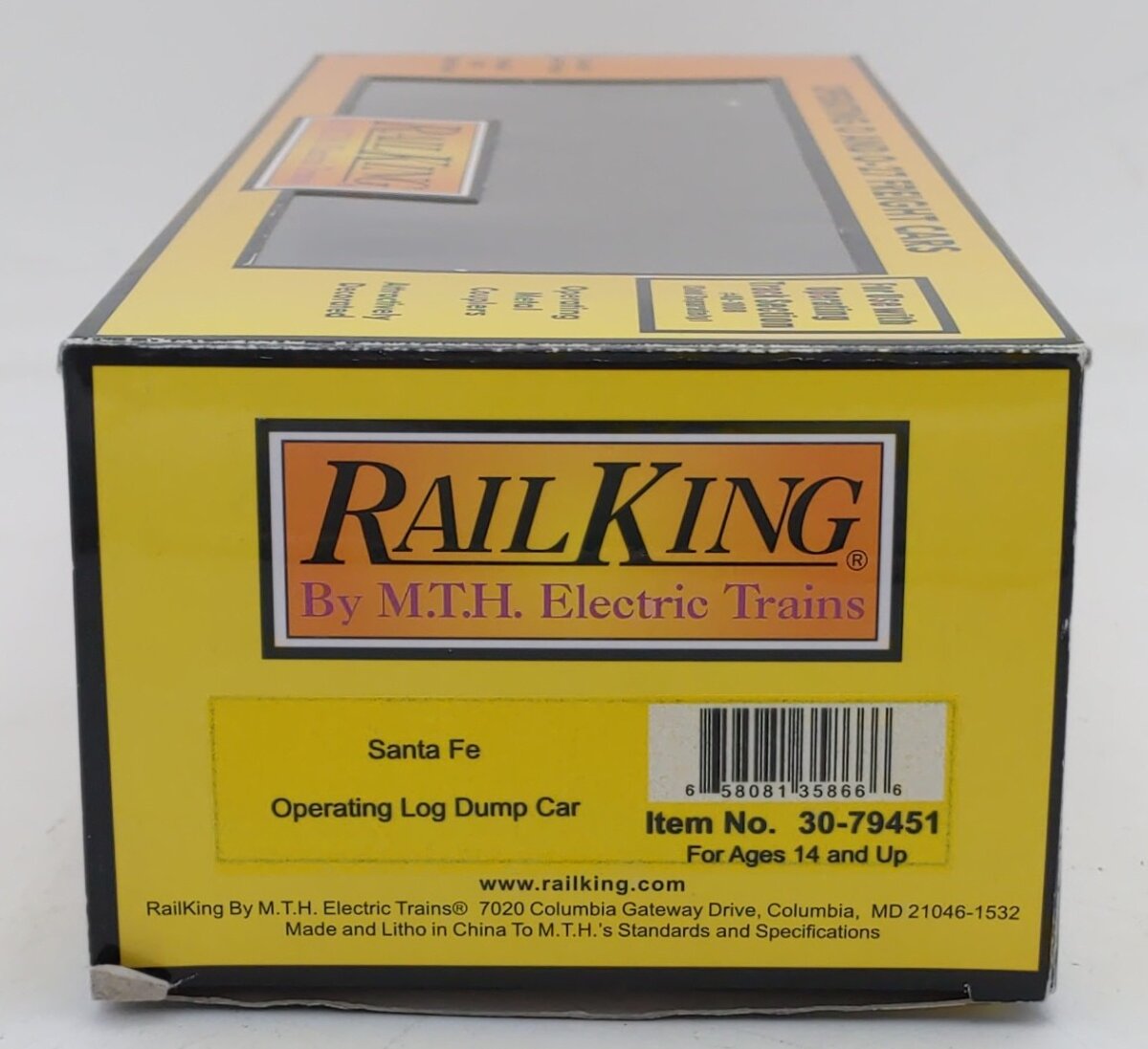 MTH 30-79451 O Gauge Santa Fe Operating Log Dump Car #187340 EX/Box