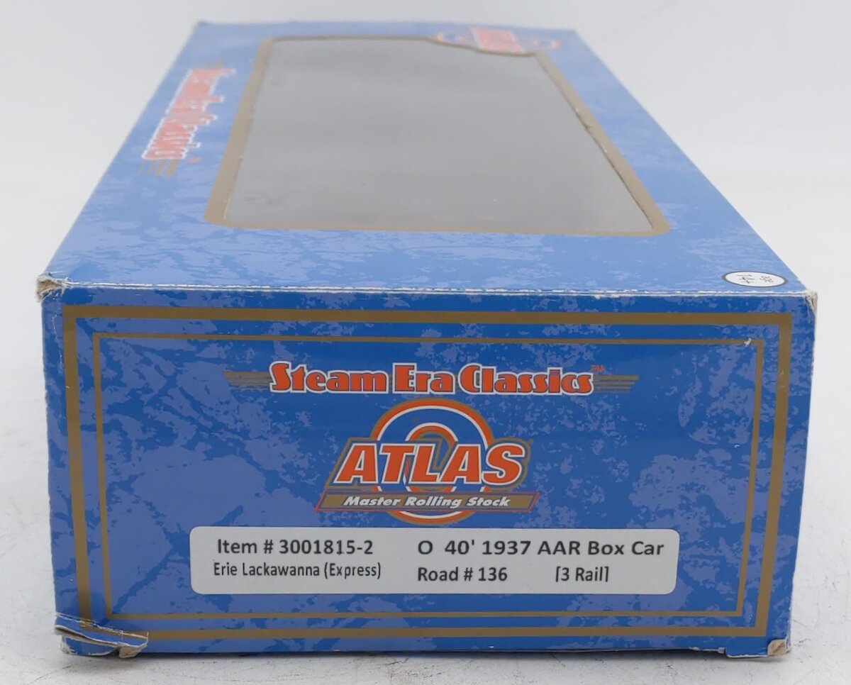 Atlas 3001815-2 O Gauge Erie Lackawanna 40' AAR Box Car #136 (3 Rail) EX/Box