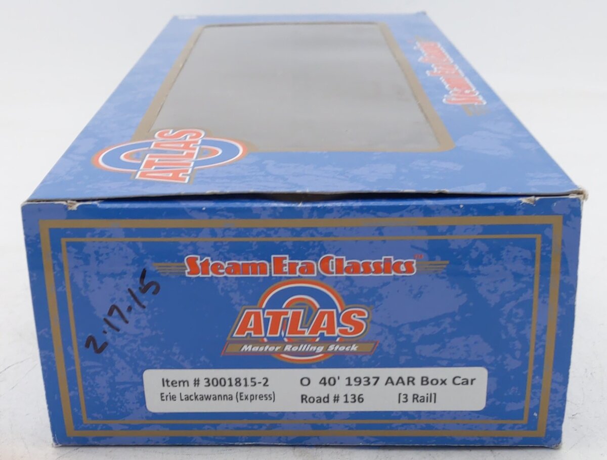 Atlas 3001815-2 O Gauge Erie Lackawanna 40' AAR Box Car #136 (3 Rail) EX/Box