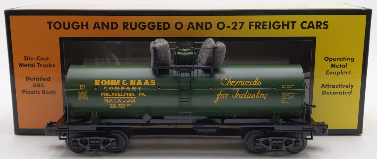 MTH 30-73543 O-27 Tank, Rohm & Haas Company #5381 LN/Box