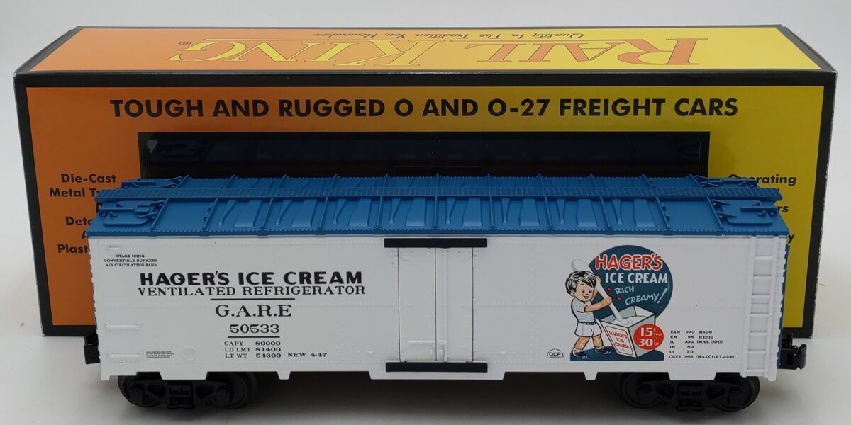 MTH 30-78221 O Hager's Ice Cream Modern Reefer #50533 LN/Box