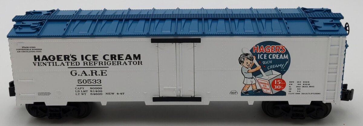 MTH 30-78221 O Hager's Ice Cream Modern Reefer #50533 LN/Box