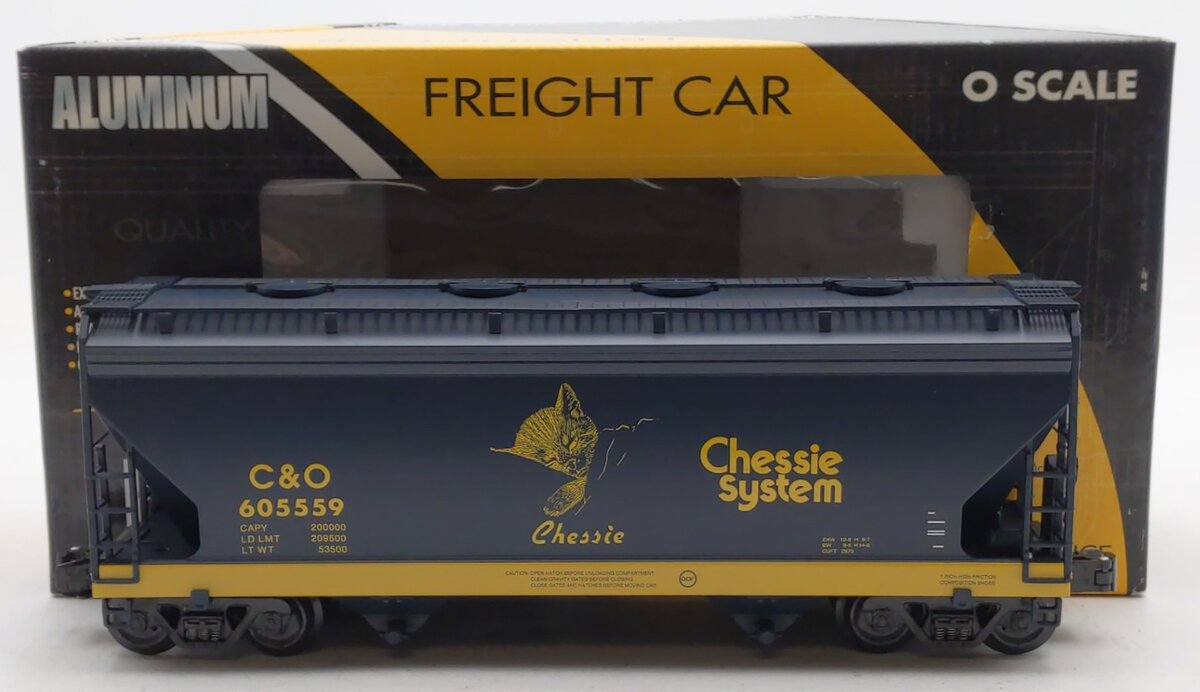 K-Line K6242-1254 O Gauge C&O Alum. 2-Bay Center Flow Hopper #605559 EX/Box