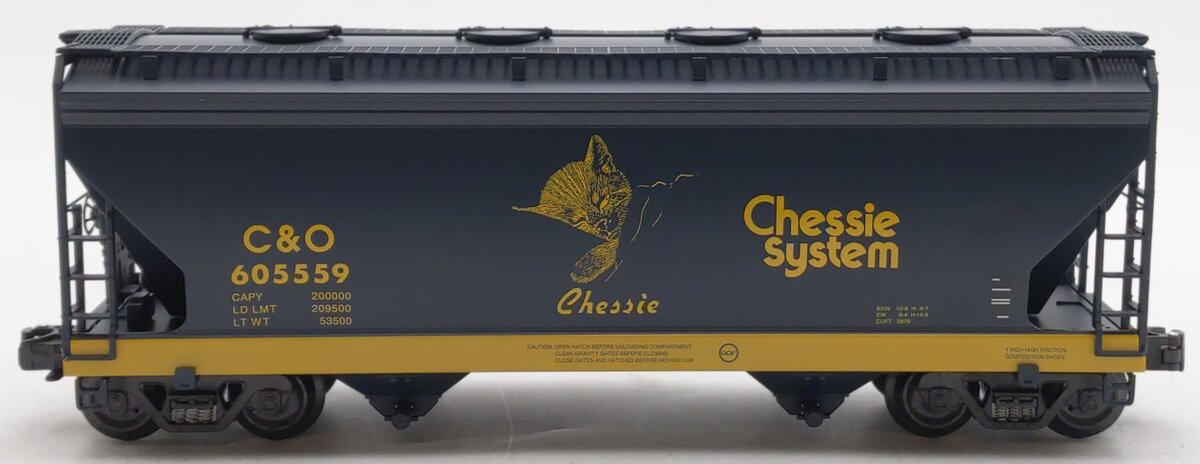 K-Line K6242-1254 O Gauge C&O Alum. 2-Bay Center Flow Hopper #605559 EX/Box