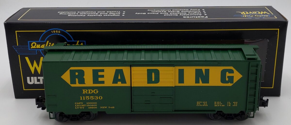 Weaver 3080 O Gauge Reading PS-1 40' Box Car (3-Rail) #115530 LN/Box