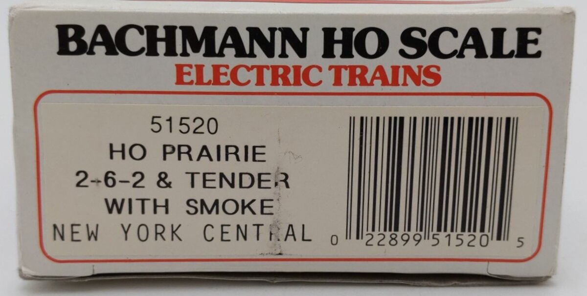 Bachmann 51520 HO NYC 2-6-2 Prairie Steam Locomotive w/Smoke & DCC #1905 EX/Box