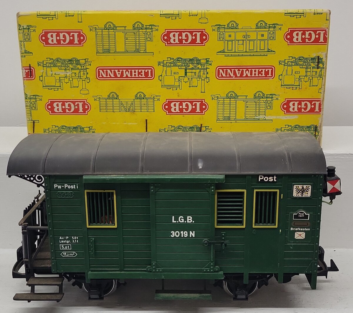 LGB 3019N G Scale Green Post Boxcar (Metal Wheels) EX/Box