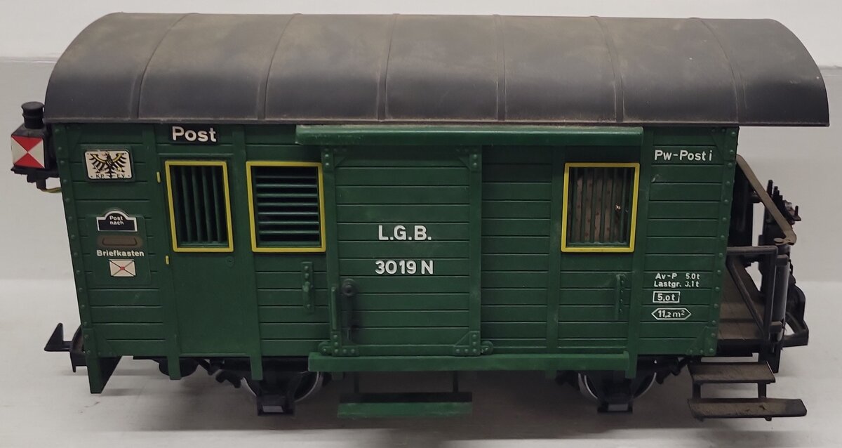 LGB 3019N G Scale Green Post Boxcar (Metal Wheels) EX/Box