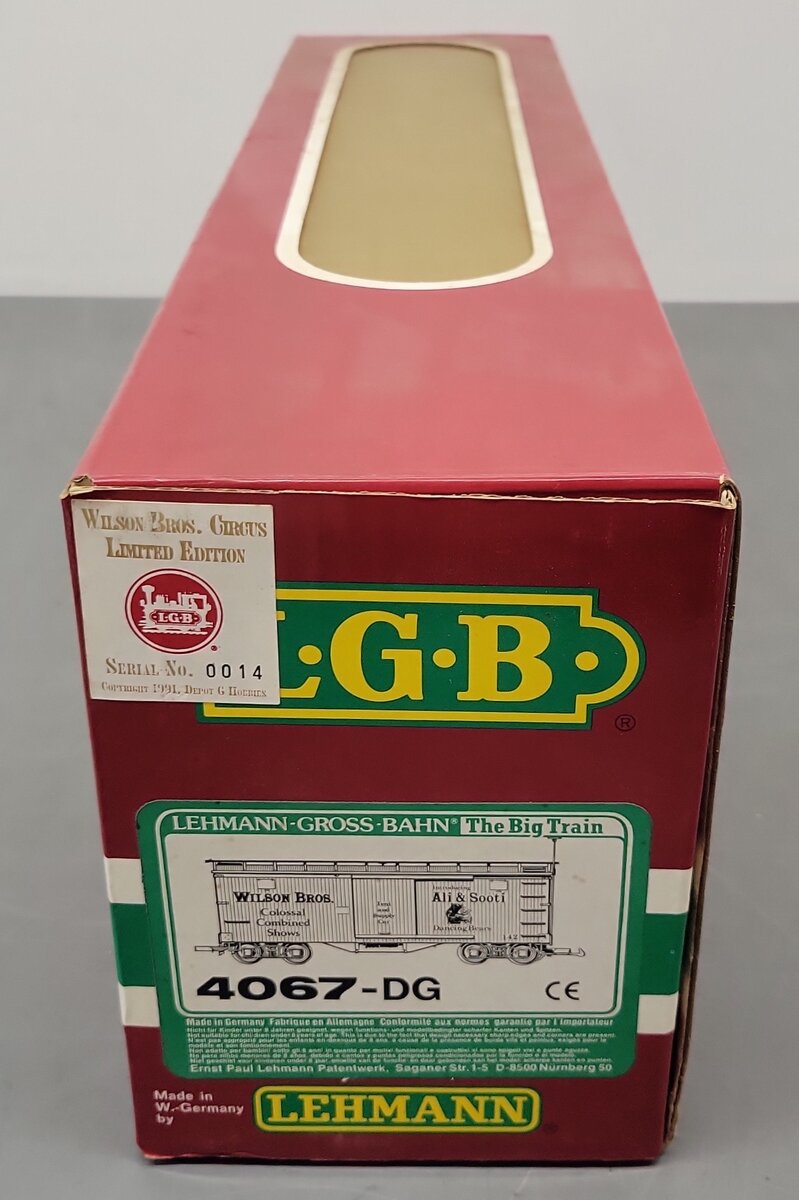 LGB 4067-DG G Scale Ali & Sooti Wilson Brothers Circus Boxcar VG/Box