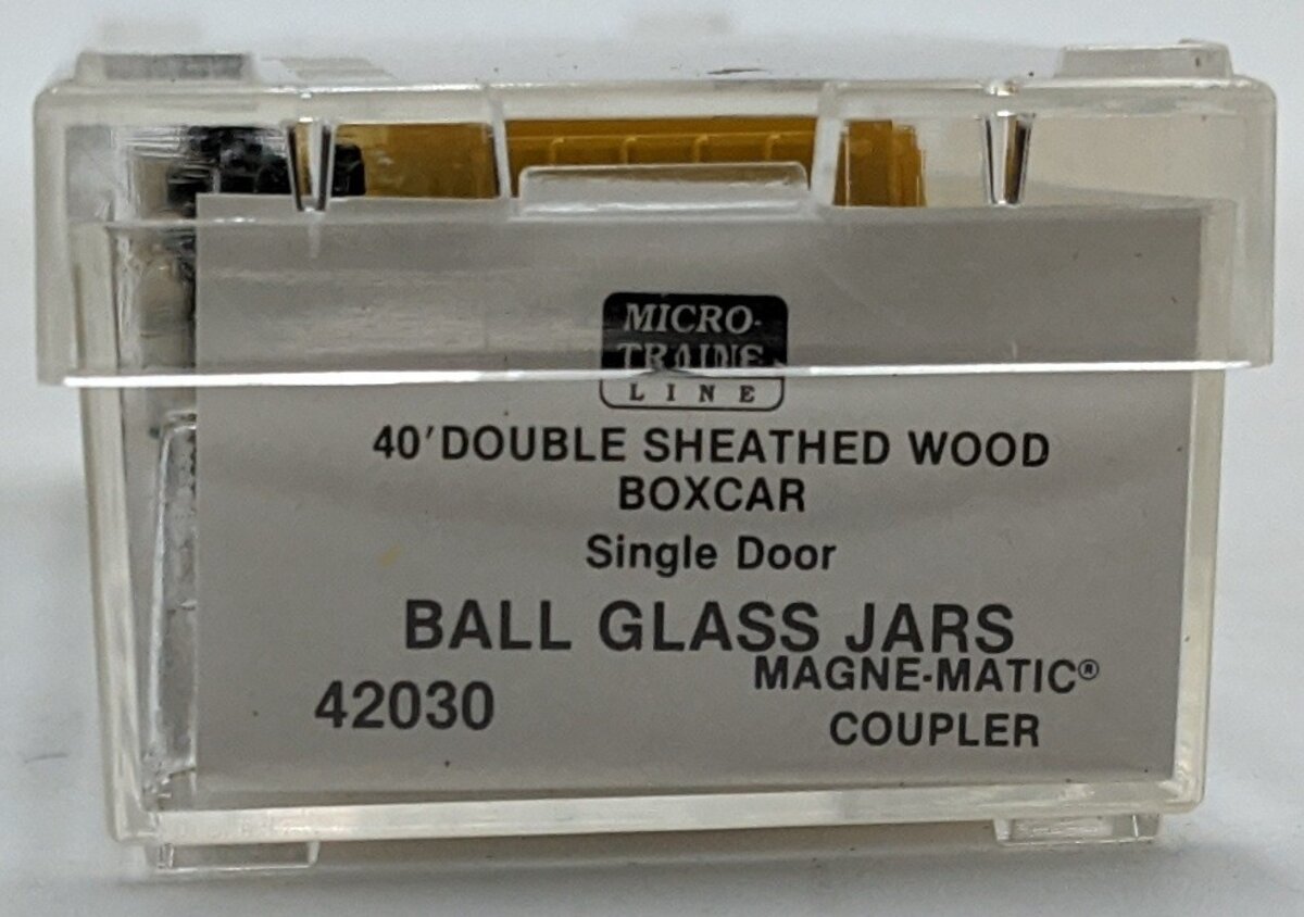 Micro-Trains 04200030 N MWR Ball Glass Jars 40' Dbl Sheathed Wood Boxcar #1020 LN/Box