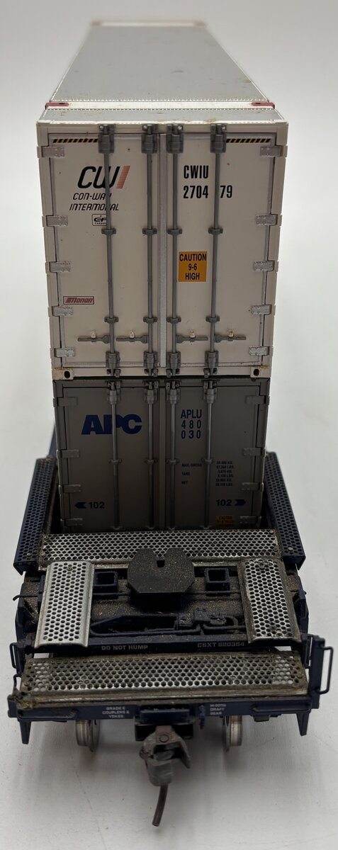 Lionel 6-27526 O Gauge CSX Husky Stack Flatcar w/ Container Load #620354 VG/Box