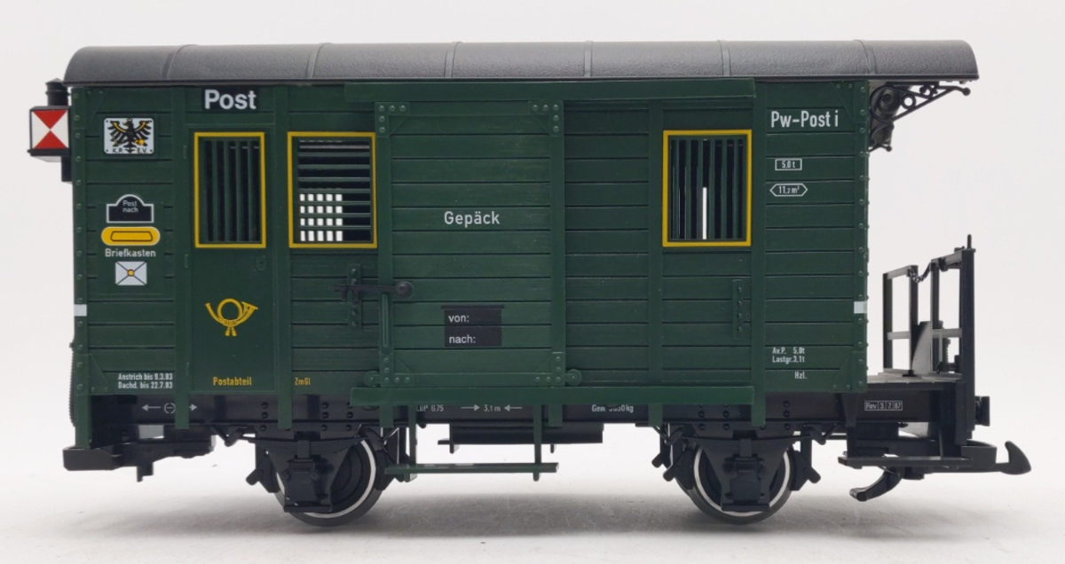 LGB 32190 G Gepack Pw-Post i Mail & Baggage Car w/ Lights (Metal Wheels) EX