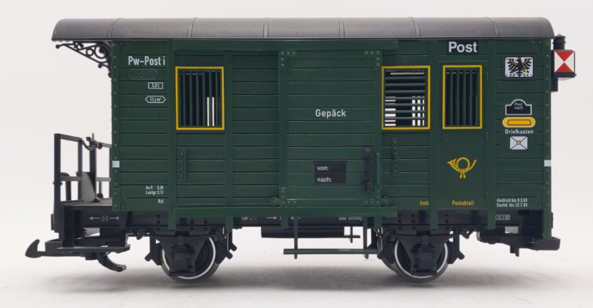 LGB 32190 G Gepack Pw-Post i Mail & Baggage Car w/ Lights (Metal Wheels) EX