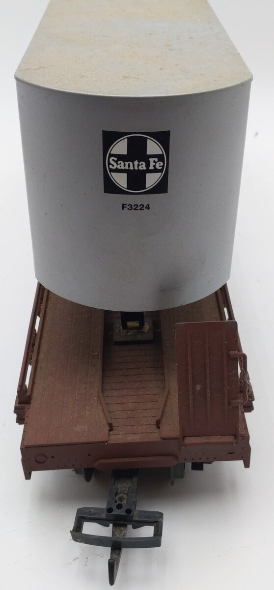USA Trains R17045 G Santa Fe Piggy Back Flat Car, Silver/Brown #F3225 EX