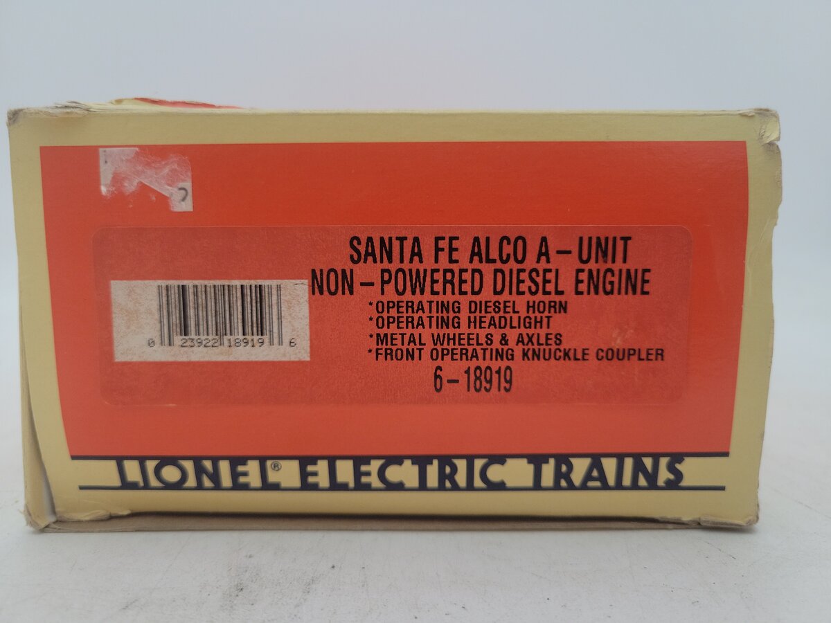 Lionel 6-18919 O Gauge Santa Fe Alco Dummy A Unit Diesel with Horn #8919 VG/Box