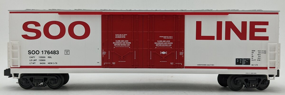 MTH 20-93111 O Scale Soo Line 50 Ft. Plugged Door Boxcar #176483 LN
