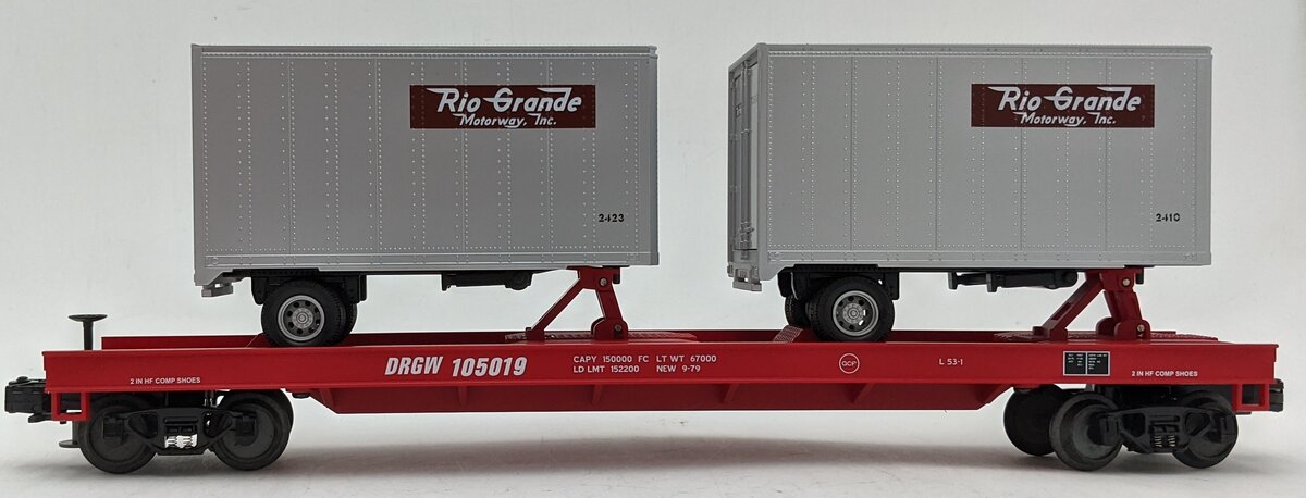 MTH 20-90037A Denver Rio Grande Flatcar w/Trailers #105019 LN/Box