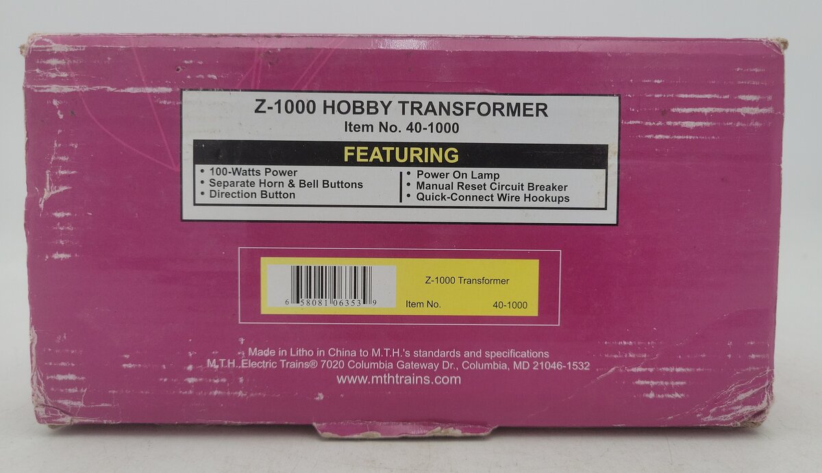 MTH 40-1000 Z-1000 Hobby Transformer & Controller EX/Box