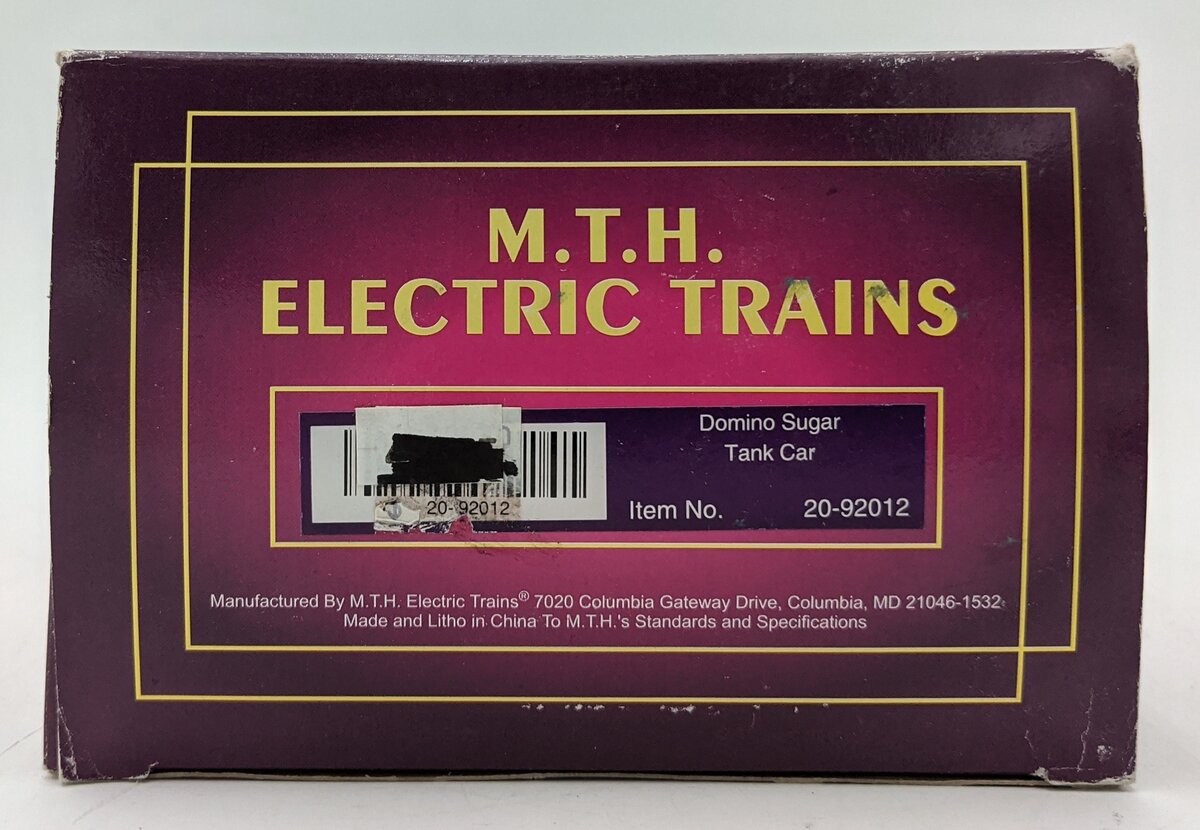 MTH 20-92012 O Gauge Domino Sugar Single Dome Tank Car #1791 LN/Box