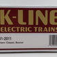 K-Line K641-2011 O Gauge Southern Wave Classic Boxcar #6412011 LN/Box