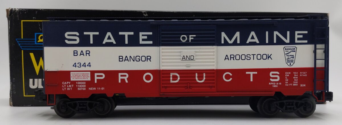 Weaver 3082 O Gauge State of Maine PS-1 40' Box Car #4344 (3-Rail) EX/Box