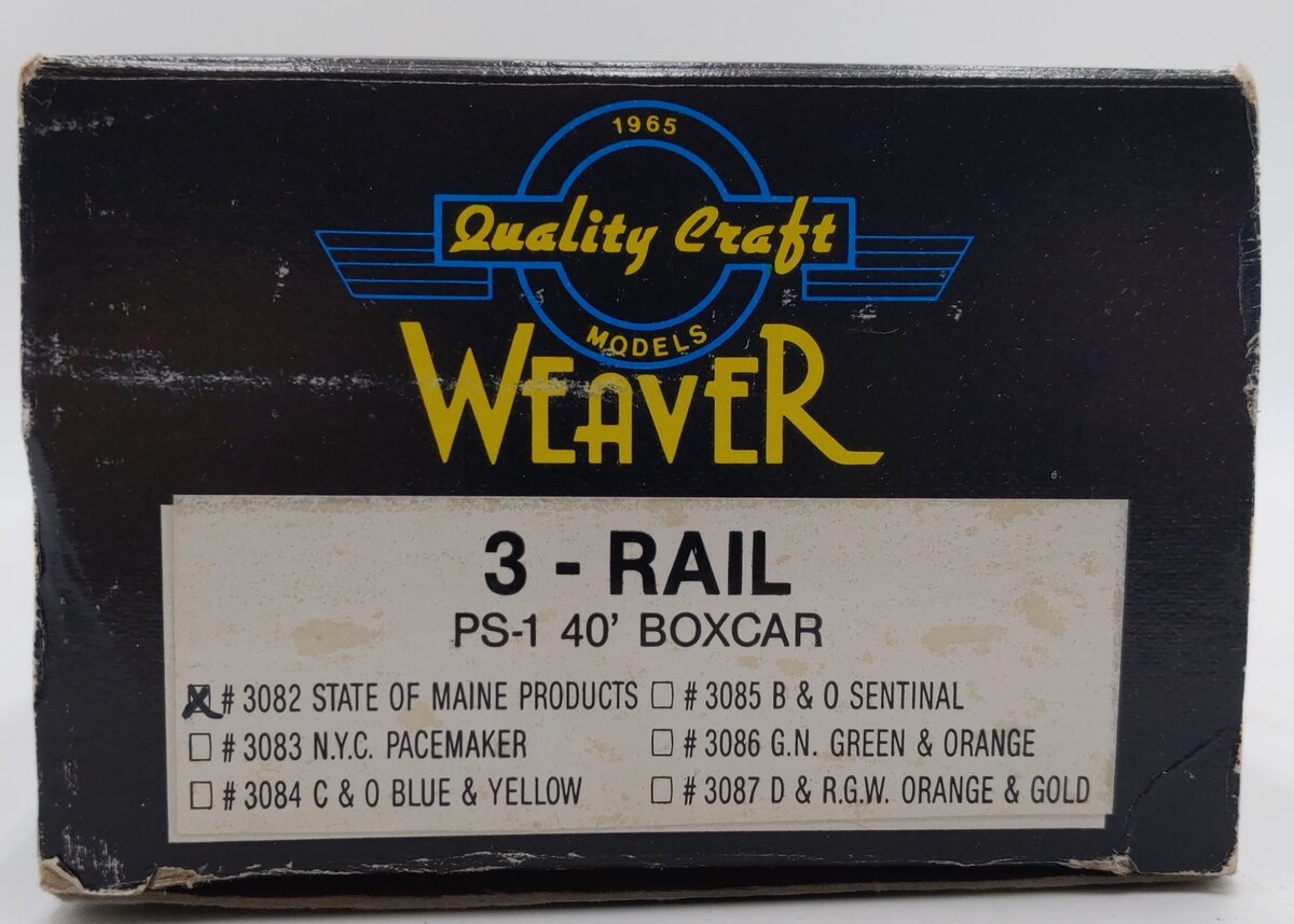 Weaver 3082 O Gauge State of Maine PS-1 40' Box Car #4344 (3-Rail) EX/Box
