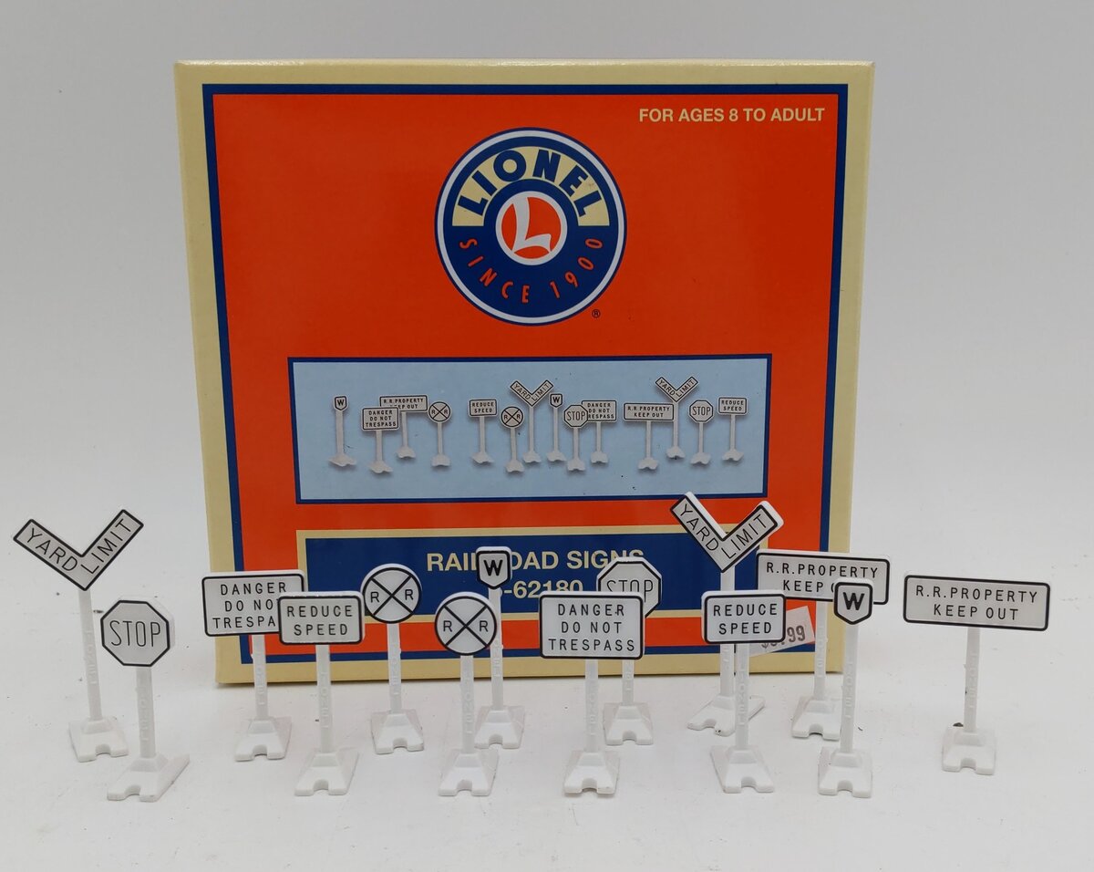 Lionel 6-62180 O and O-27 Road Signs (Set of 14) EX/Box