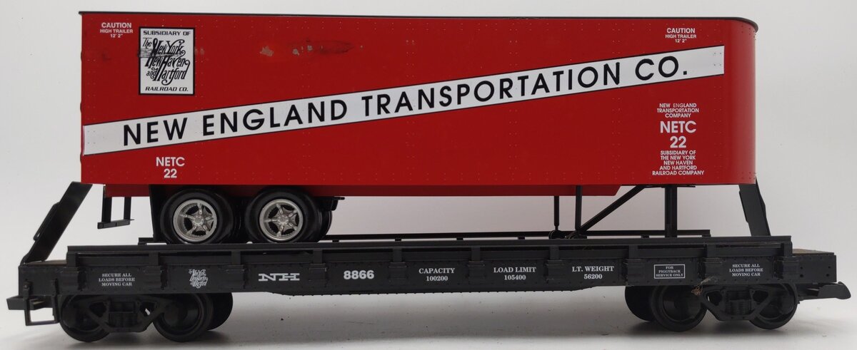 USA Trains 17011 G New England Transportation Piggyback Flatcar with Trailer EX